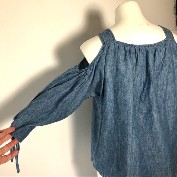 ⭐️ NWT Madewell Chambray Cold Shoulder Top Shirt SIZE XXS - Picture 7 of 12